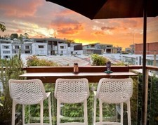 Customizable Folding Space Saving Bar Table for Deck, Veranda, Rooftop, and Porc