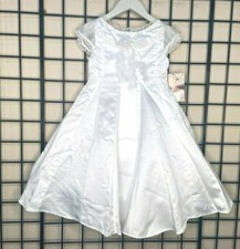 NWT NEW White Satin Isobella  Chloe Pageant/Party/Formal Dress Gown 5Y-Fit 5/6Y