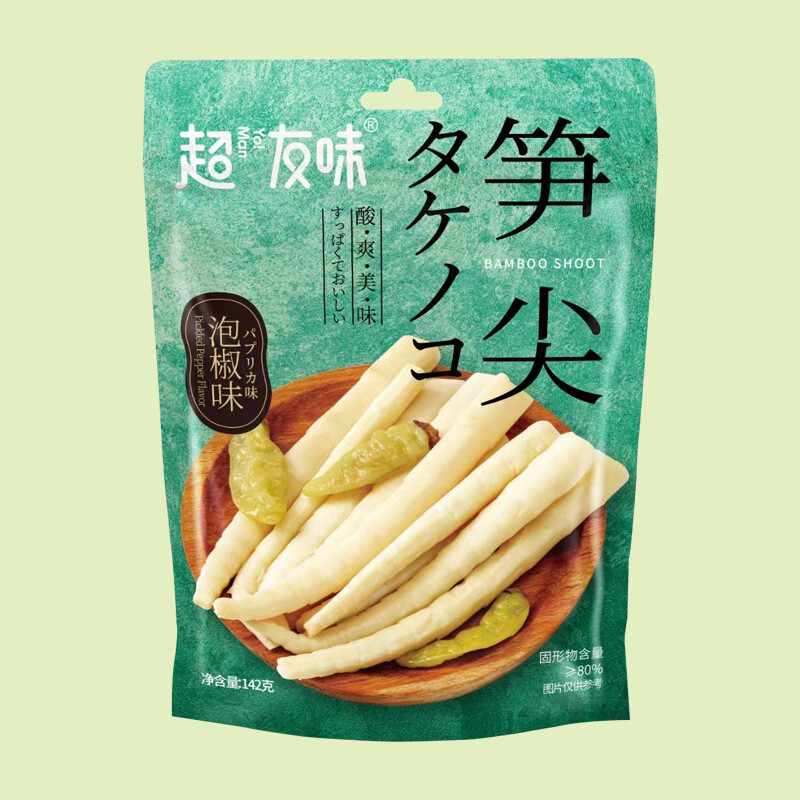 Deliciosos brotes de bambú picantes 142 g listos para comer bocadillo sabor crujiente