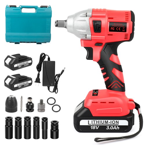 Red Impact Wrench 1/2 inch Cordless 650N.M Brushless Motor w/ 2x Li-ion Battery - Picture 14 of 36