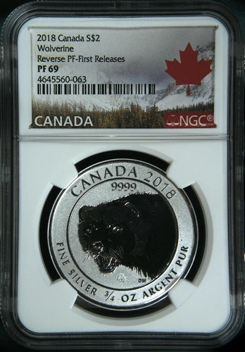 2018 Canada $2 3/4 Oz .9999 Wolverine NGC PF69 Reverse PF- First Releases