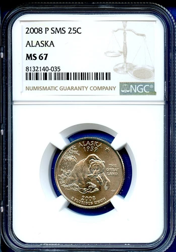 2008 P NGC SMS MS67 Alaska State Quarter 25c US Mint Coin 2008-P MS-67