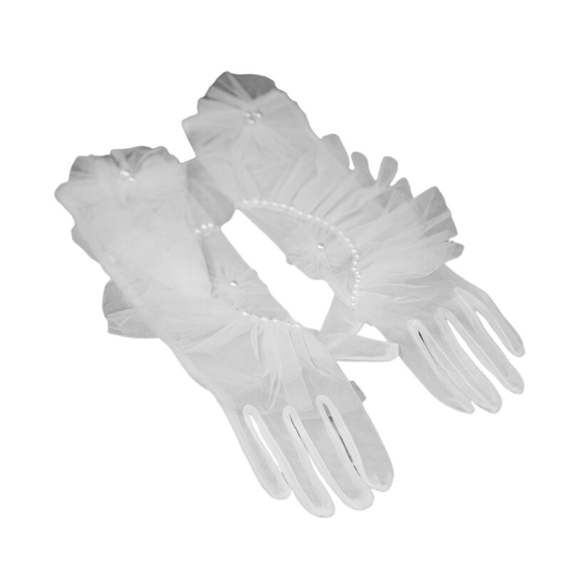 Pearl-Studded Wedding Gloves for Women and Girls Perfect for Operas and Proms-image