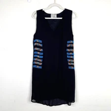 Chloe Oliver Anthropologie Womens Aztec Beaded Chiffon Dress Size S Southwest