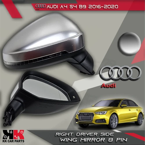 AUDI A4 S4 B9 2016-2020 RIGHT DRIVER WING MIRROR CHROME 8 PIN  MANUAL FOLD OEM 