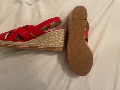 NEU Talbots 7M Saylor rote Espadrille Nappaleder Keilabsatz Fersenriemen-Sandale 139 $ - Bild 2 von 6