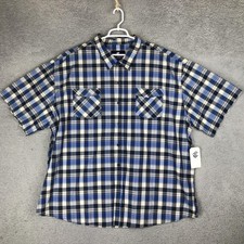 Rocawear Classic Shirt Mens 6XL Blue Plaid Short Sleeve Button Up Big Tall