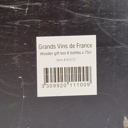 Wooden Gift Box Grands Vins De France Crate Box With Lid - Holds 6 Bottles - Picture 7 of 11