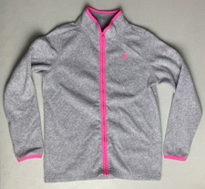 OshKosh B'gosh Girls Gray  Pink Fleece long sleeve zip up Light jacket Size 12