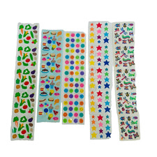 Vintage SandyLion Sticker Strips Lot Food Smiley Stars Holographic Bugs Canada