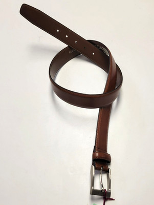 BOSCA Men's Brown Genuine Leather Dress Belt Men's 36 CM 90 LARGE L Metal Buckle