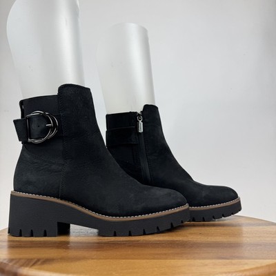 Womens Blondo Waterproof Dakota Black Leather Platform Ankle Boots Size 9 M GUC