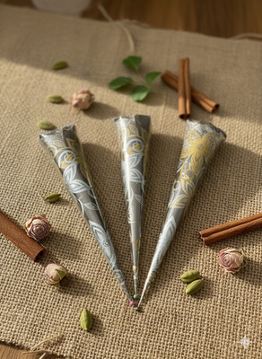 Fresh 100% Organic Mehendi Henna Cones | Natural Herbal Instant Use - Pack of 12