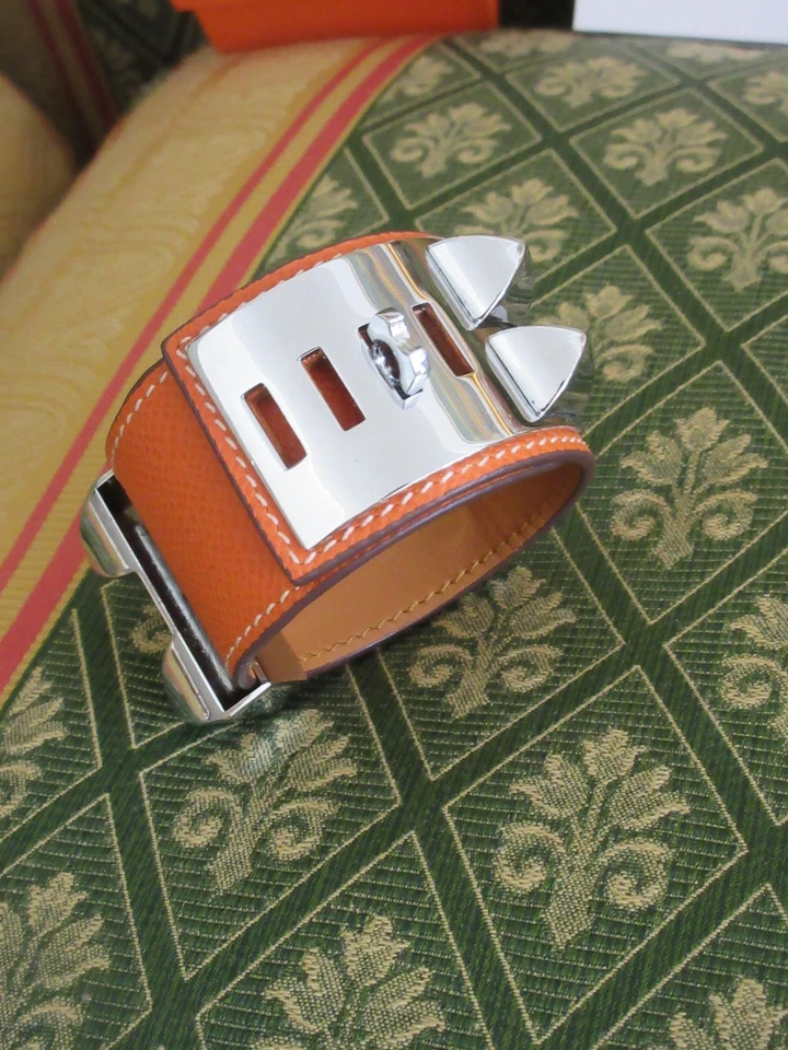 Bracelet Hermès Collier de Chien Epsom Leder Echtleder Palladium Armband Armreif - Bild 3 von 4