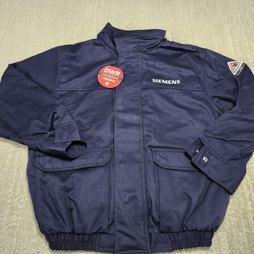 Bulwark FR Work Jacket Men Large Water Flame Resistant Welder Pipeliner Zip Blue - Picture 2 of 10