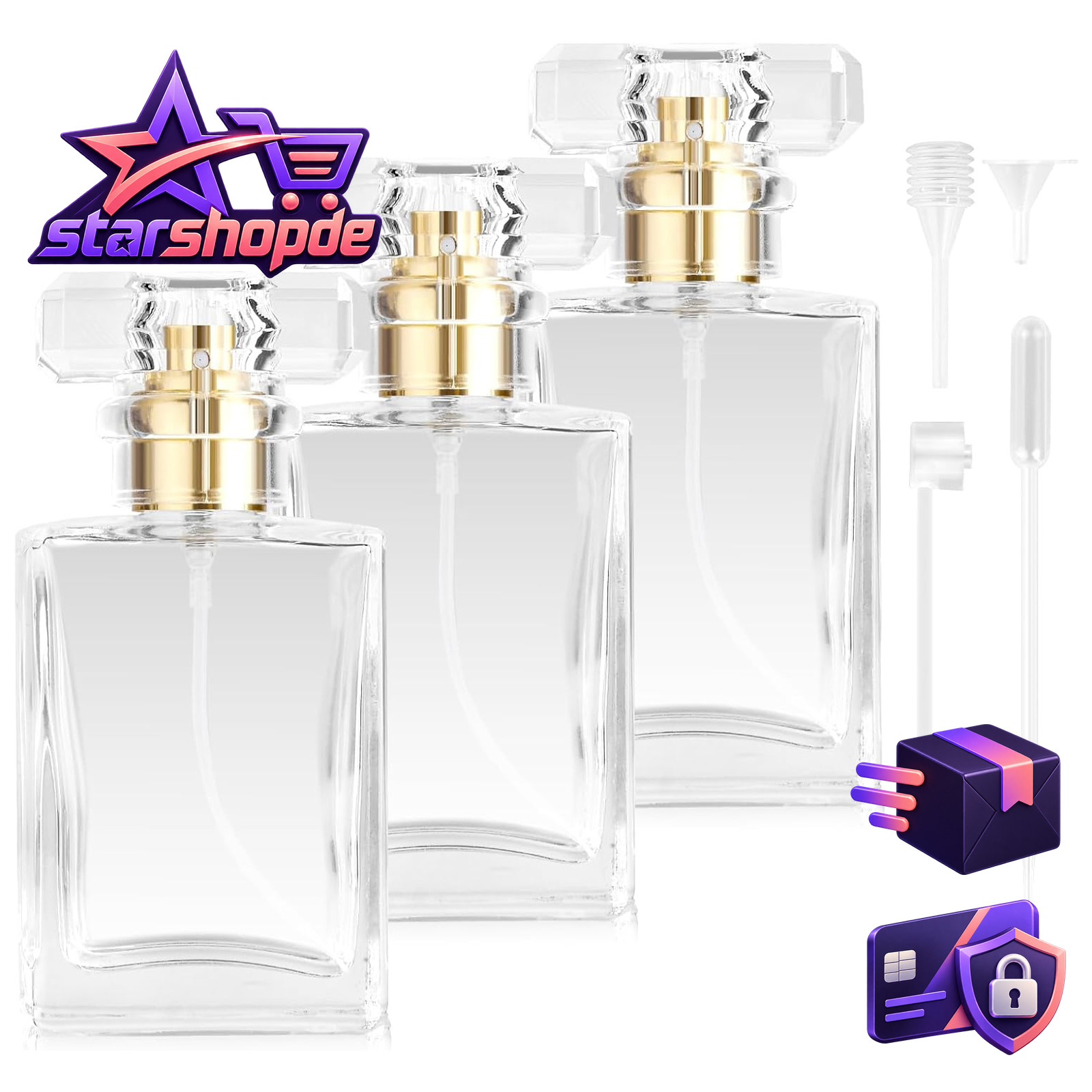Parfümzerstäuber Nachfüllbar 30ml Glas Transparent mit Trichter Tropfer
