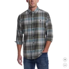Weatherproof Vintage Men's Long Sleeve Flannel Shirt Button-Up Plaid Soft Cotton