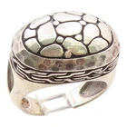 925 Sterling Silver Vintage Ring Modernist Pebble Motif Band  Sz 7  RG36019