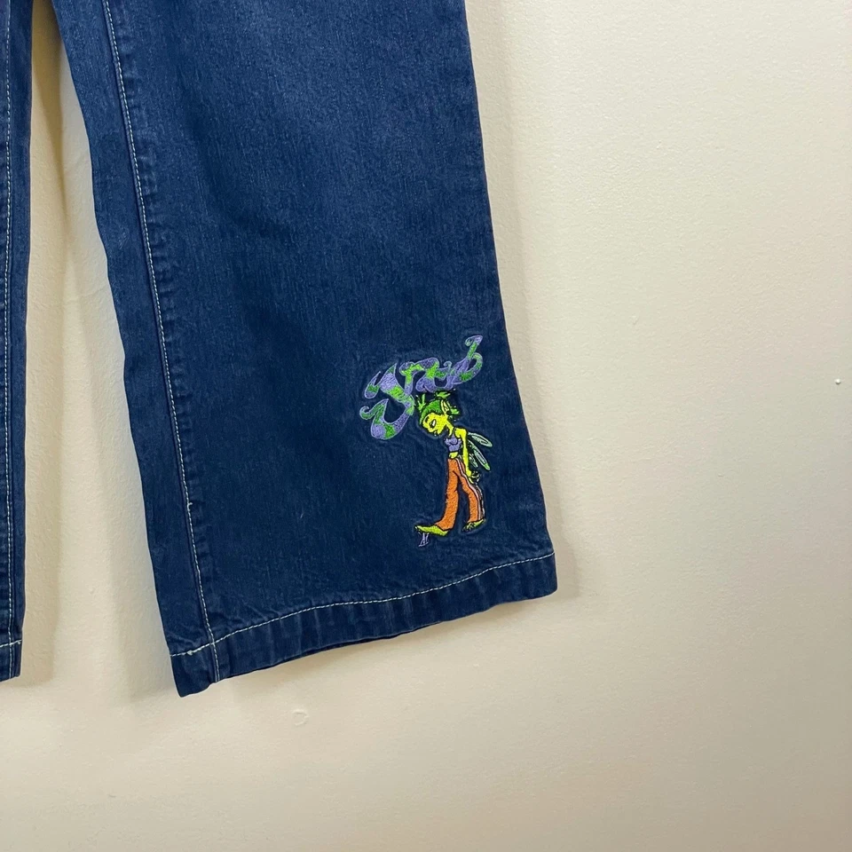 JNCO Vintage Baggy Jeans Girl 7 Amber Fairy RARE Embroidered Logo Hipster Skater - Image 3 of 4