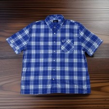Fred Perry | Short Sleeve Tartan Gingham Mix Shirt XL (Blue) Mod Scooter Skins