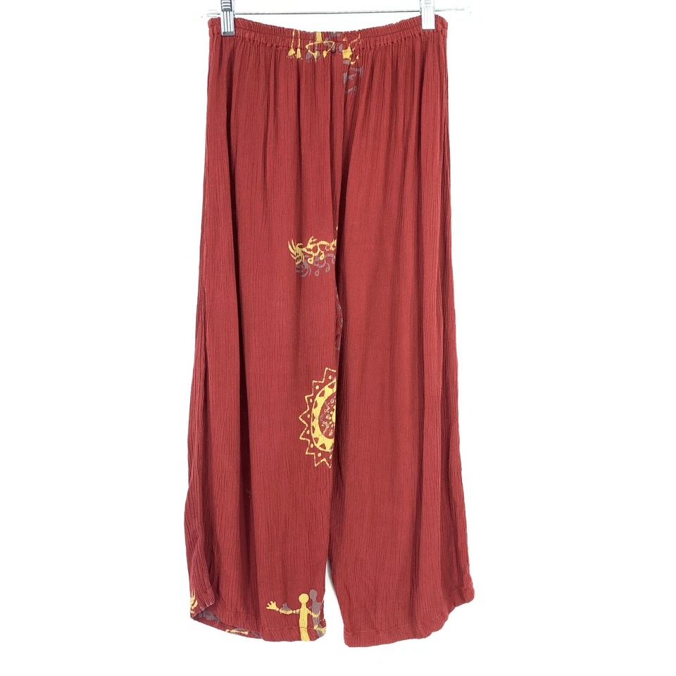 Mission Canyon Santa Barbara Cropped Boho Pants Womens One Size Red Drawstring - Image 2 of 4