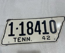 1942 Tennessee State Shaped License Plate