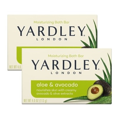 2 Pk Yardley London Moisturizing Bar Fresh Aloe With Avocado Essence 4 Oz Each