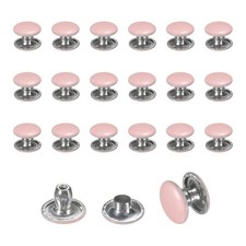 120 Set Leather Rivets 8mm Double Cap Rivets 6mm Height Tubular Studs Pink 