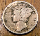 1928-D  Mercury - SILVER DIME Very Good - (728)
