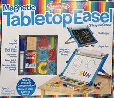 Melissa  Doug Magnetic Tabletop Easel Chalkboard Dry-Erase Paper Roll Magnets