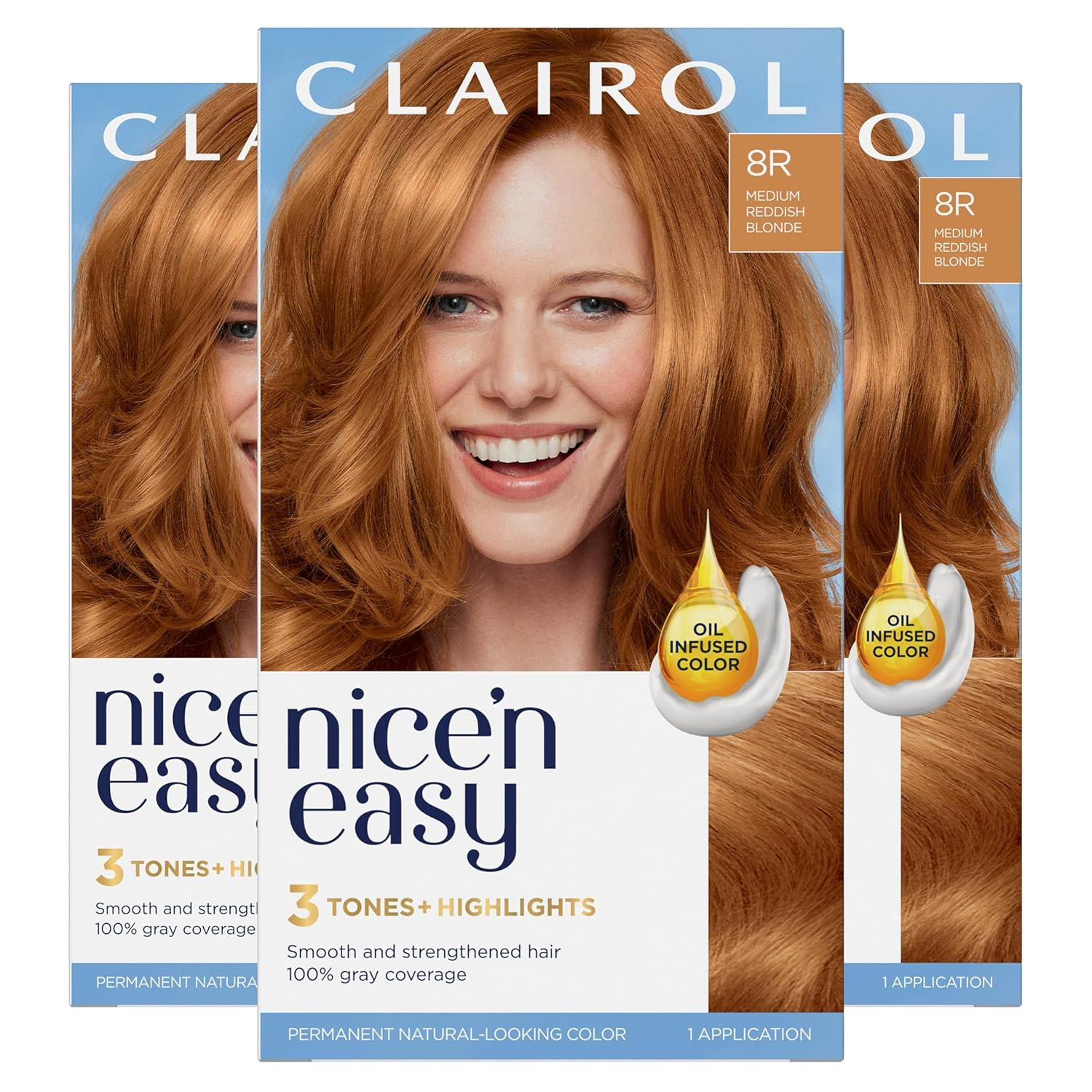 Nice'N Easy Permanent Hair Dye, 8R Medium Reddish Blonde Hai
