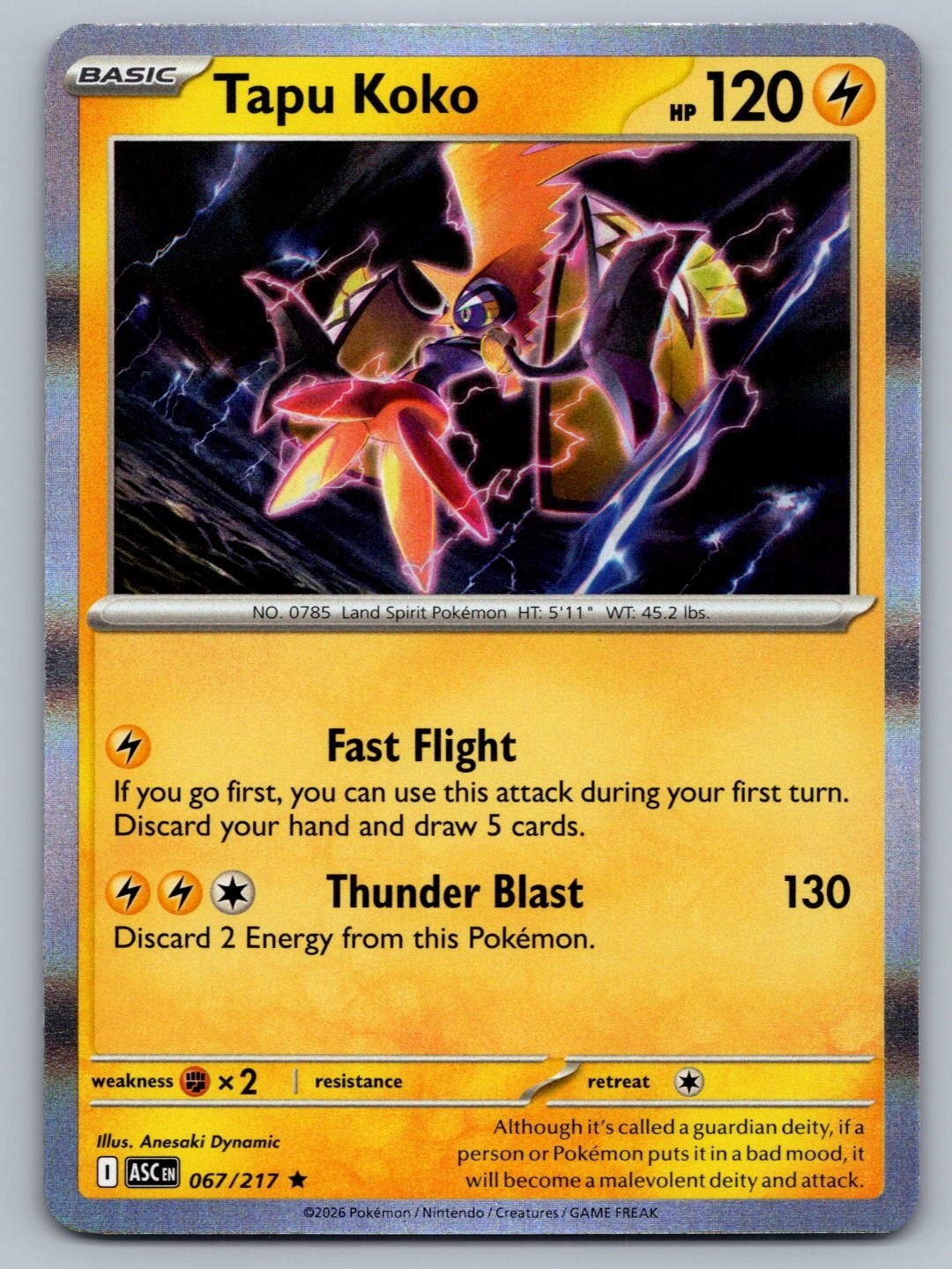 2026 Pokemon Ascended Heroes Tapu Koko 067/217 Holo
