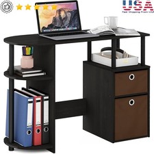 Compact Computer Desk W/ Side Storage Bins Writing Desk Home Office Gaming New