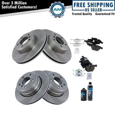 Front & Rear Ceramic Brake Pad & Rotor Kit w/Fluids for BMW 525Xi 528Xi
