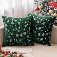 MIULEE Set of 2 Christmas Decorative Throw Pillow Covers Soft Faux Fur Winter
