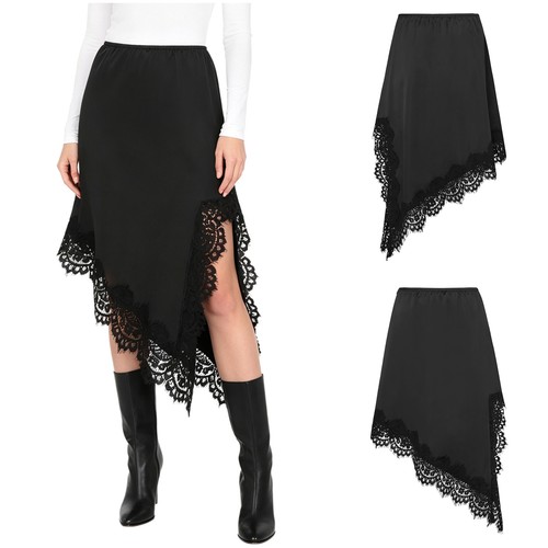Women Costume Side Split Skirt High Waist Satiny Adult Dress Performance Lace - Picture 27 of 57
