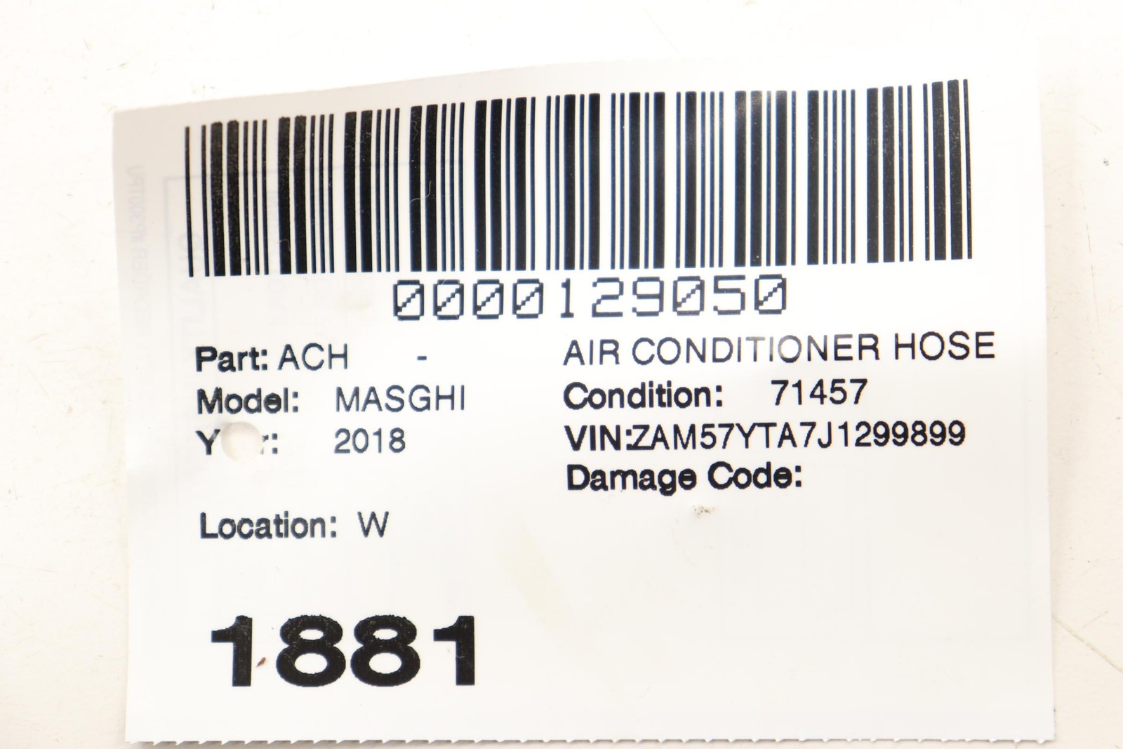 2017-2024 MASERATI GHIBLI 3.0L A/C AIR CONDITIONER COMPRESSOR HOSE OEM 670038908