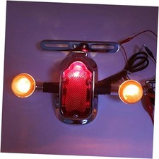 Motorcycle Chrome Metal Tombstone Brake Tail W/Light Signal Compatiable Smoke
