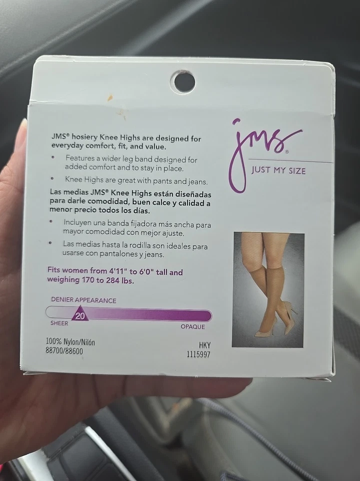 JMS Just My Size hasta la rodilla cómoda banda para piernas punta reforzada negra 1 talla 4 par Foto 3 de 3