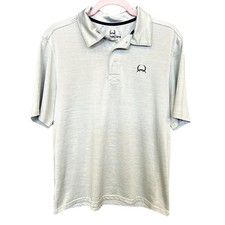 Cinch Men's Gray White Moisture Wicking Collared Polo Top Size Small