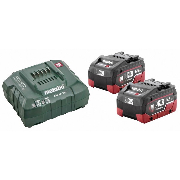 Metabo 685122000 Basic-Set 2 X Lihd 5.5 Ah Werkzeug-Akku Und LadegeräT 18 V ...-image