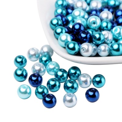 PandaHall - 100 perline sfaccettate in vetro di Murano lavorato a lume, 14 mm, foro grande, con nucleo argento, per la realizzazione di gioielli