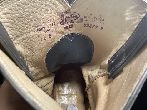 HERREN JUSTIN WESTERN ROPER GRAU STIEFEL GRÖSSE 12 B - Bild 9 von 9