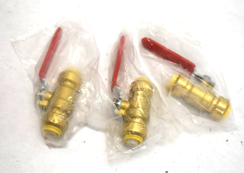 Lot of 3 Push Fit Ball Valve Red Hot 1/2" NSF/ANSI61 Lead Free Brass Copper