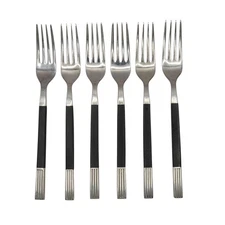 6x Viners Black 'Format' 18.5cm Forks - Mid-Century - Gerald Benney Design