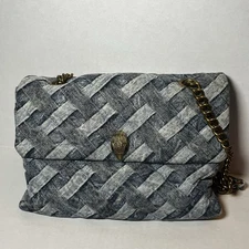 Kurt Geiger Large Kensington Denim Crossbody Bag Antique Gold