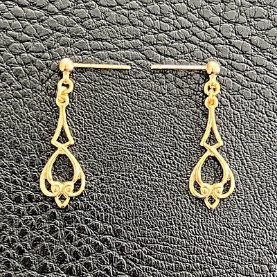 Barbie Doll Jewelry - Dramatic Golden Shoulder Duster Earrings Gold Plated Brass