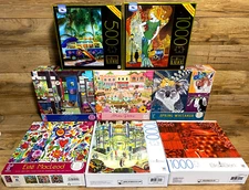 LOT / 8 - CEACO - BIG BEN - LUXE - JIGSAW PUZZLES - 300 / 500 / 1000 PC PIECES