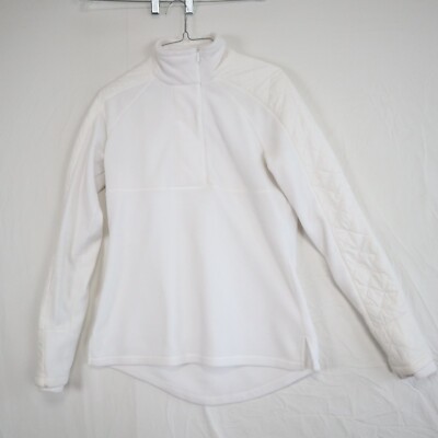 Athleta 1/4 Zip Pullover Womens Small Active Fleece Mock Neck White Long Sleeve