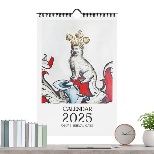 Medieval Calendar 2025 Strange Medieval Cats Wall Calendar 2025 Ugly 11x8 Inch